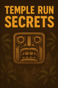 Temple Run secrets and hidden features, showing gameplay with power-ups, gems, and secret characters that players can unlock.